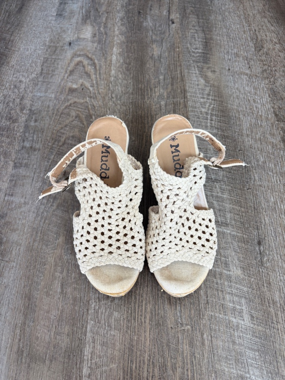 Mudd white cork wedge sandals